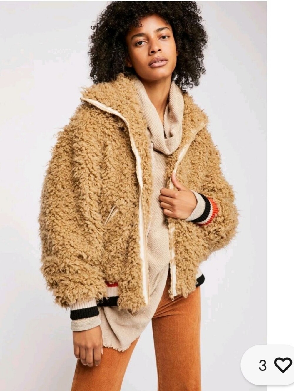 Free People High in the Sky Fluffy Oversized Jacket Size Small